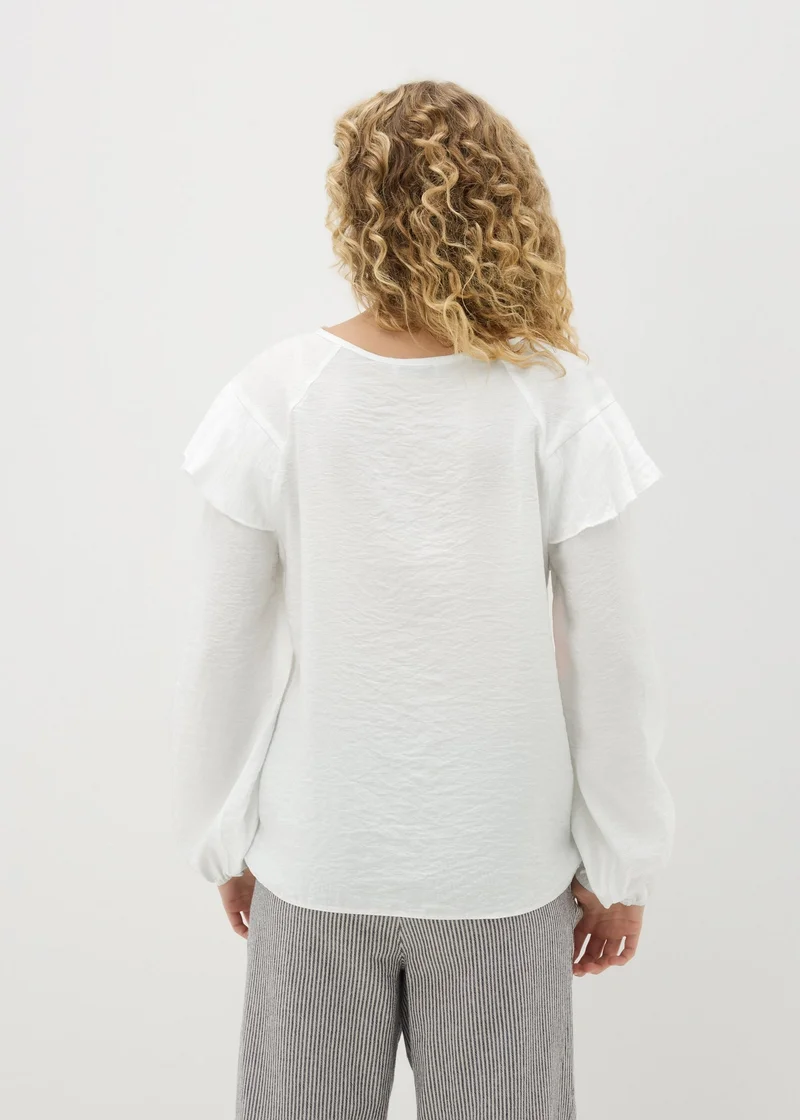 Matalan White Frill Tie Neck Blouse