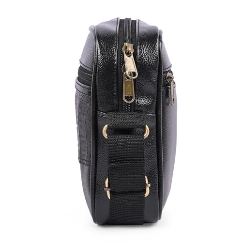 ADISA Faux Leather Unisex Sling Cross Body Travel Office Messenger Bag (MS9012-BLA) - Image 3