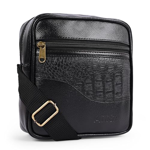 ADISA Faux Leather Unisex Sling Cross Body Travel Office Messenger Bag (MS9012-BLA) - Image 1