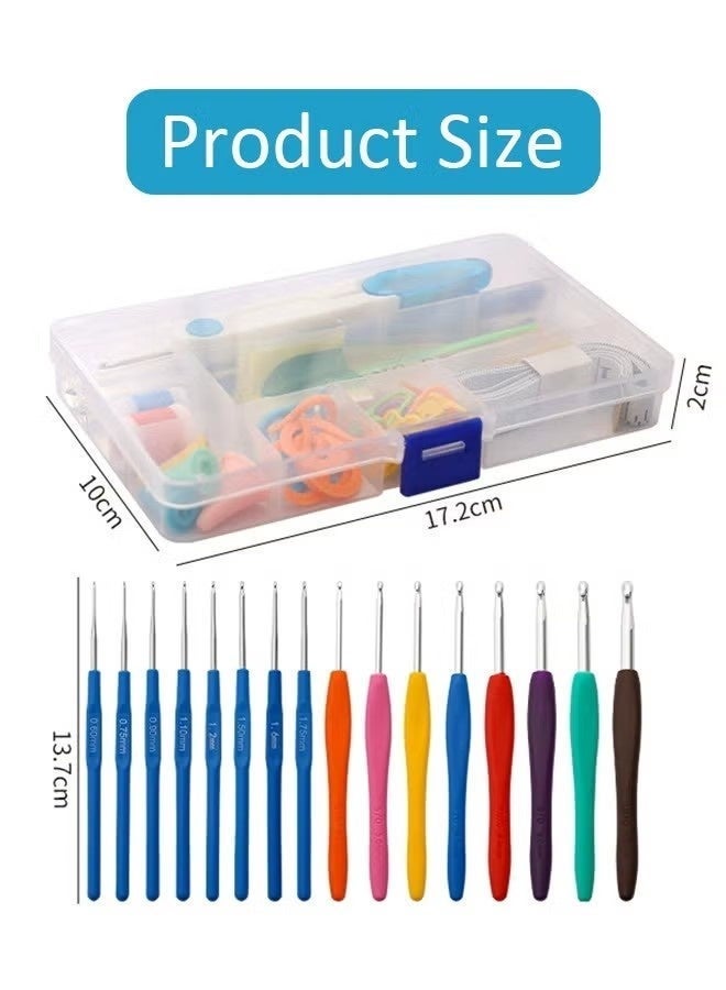 53PCS Crochet Hooks Set, with Carry Bag, Needles, Color Stitch Markers, Measure Tape Beginners Crochet Hook Set for Crochet Art, DIY Crafting,Multicolor, With Transparent Case - Image 3