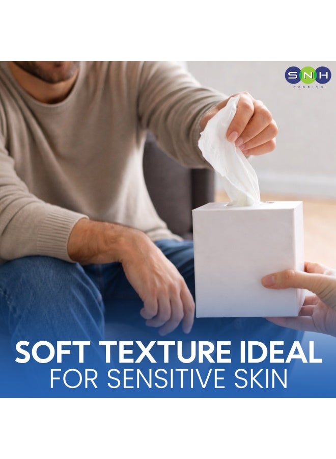 SNH Packing Cubic Box Facial Tissue Pack of 48, 2 Ply x 100 Tissues Each Cube Box White - Image 2