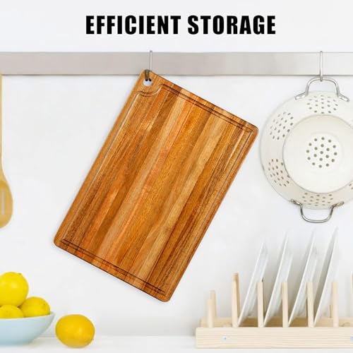 ETHOWEDEN Best Wooden Cutting Board with Handle Wooden Charcuterie Board Kitchen Chopping Boards for Bread Meat Cutting Boards Fruit Cheese Serving Board Carving Board, 15" x 10" - Image 3