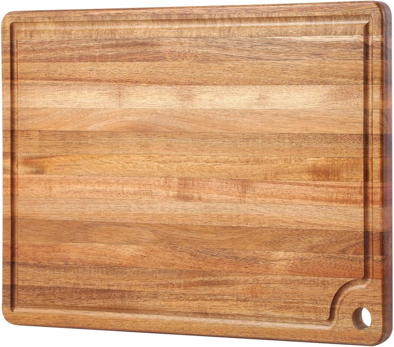 ETHOWEDEN Best Wooden Cutting Board with Handle Wooden Charcuterie Board Kitchen Chopping Boards for Bread Meat Cutting Boards Fruit Cheese Serving Board Carving Board, 15" x 10" - Image 1