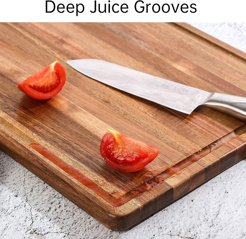 ETHOWEDEN Best Wooden Cutting Board with Handle Wooden Charcuterie Board Kitchen Chopping Boards for Bread Meat Cutting Boards Fruit Cheese Serving Board Carving Board, 15" x 10" - Image 4