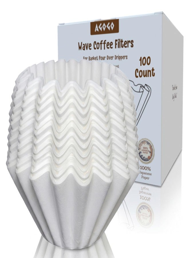 AGOGO 185 Wave Coffee Filters, 100 Count, Premium Japanese Paper Flat Bottom Basket Filters for Pour Over Drippers, Odor-Free Disposable White Paper - Image 1