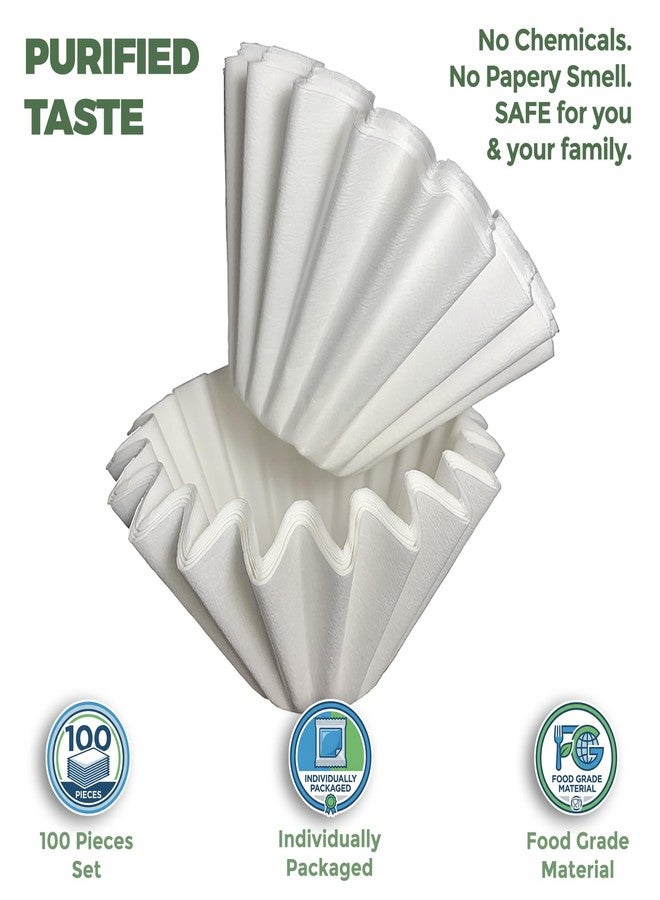 AGOGO 185 Wave Coffee Filters, 100 Count, Premium Japanese Paper Flat Bottom Basket Filters for Pour Over Drippers, Odor-Free Disposable White Paper - Image 5