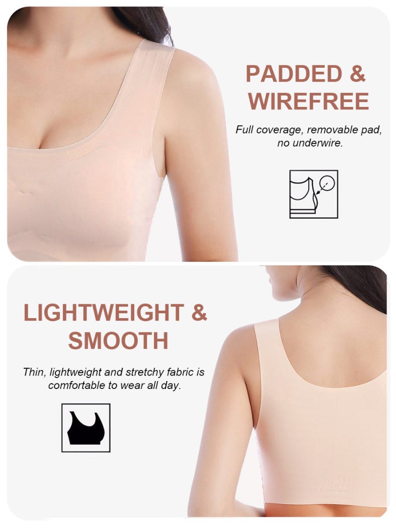 Women Comfortable Bra Plus Size Wirefree Soft Lightweight Tank Tops Sleep Bras - Image 3