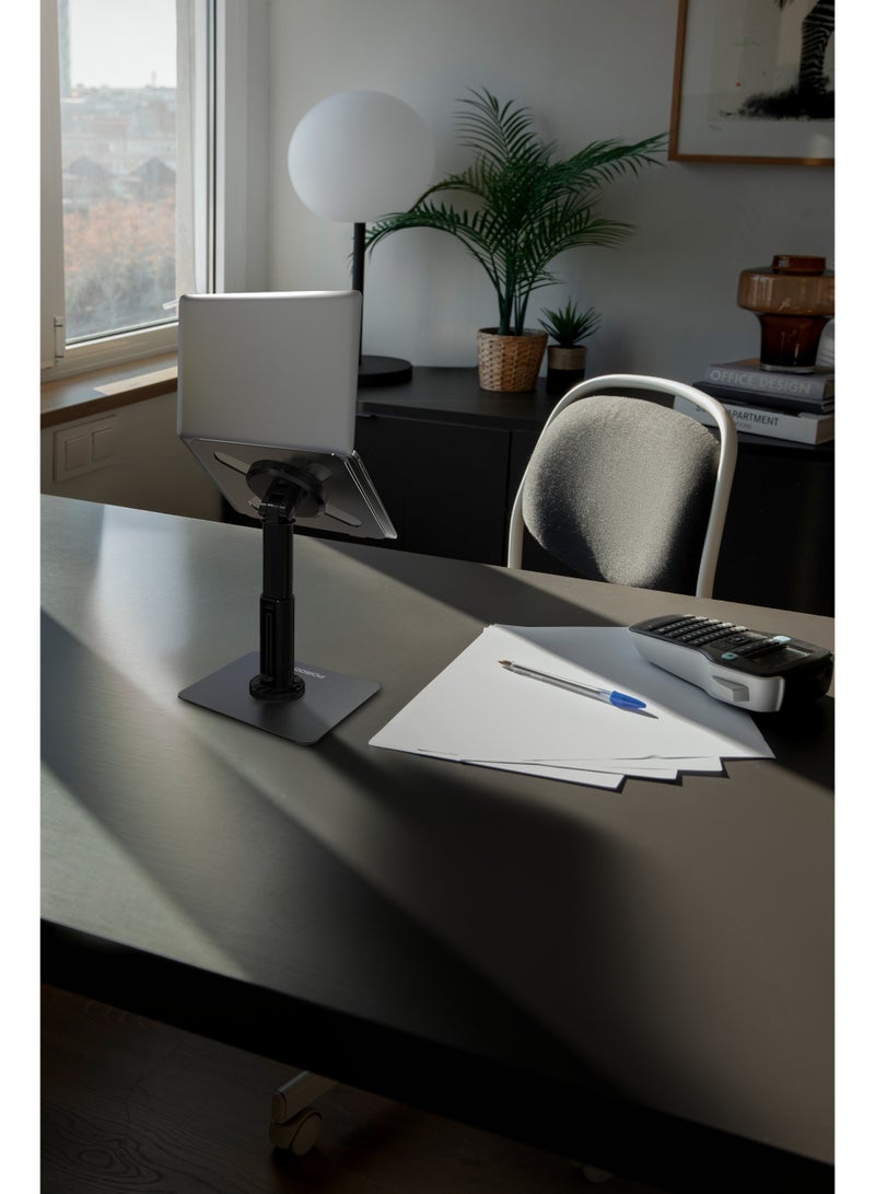 porodo Multi Angle Dock laptop & Tablet Stand with Adjustable Telescopic Rod & Anti Slip Base / 11 to 17.3 inch Device Compatibility / 1.9Kg Weight Support / 43cm Adjustable Height - Black - Image 4