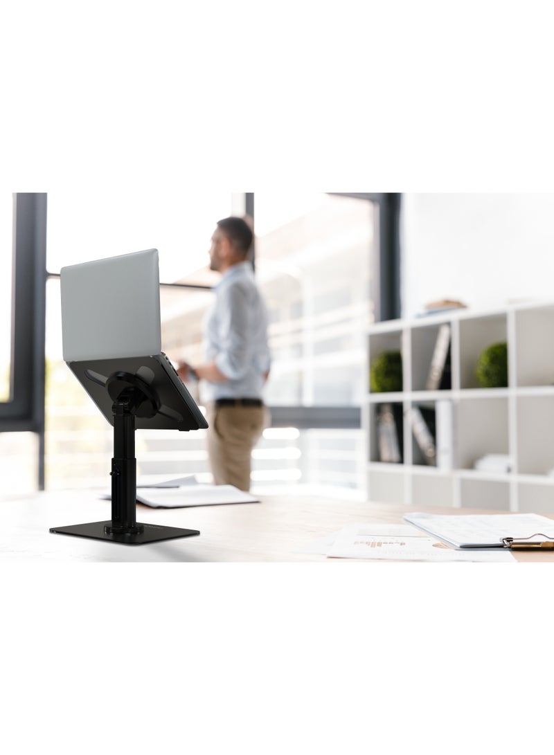 porodo Multi Angle Dock laptop & Tablet Stand with Adjustable Telescopic Rod & Anti Slip Base / 11 to 17.3 inch Device Compatibility / 1.9Kg Weight Support / 43cm Adjustable Height - Black - Image 5