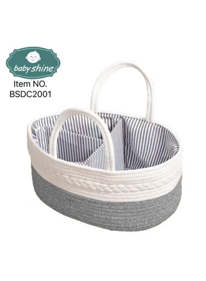 BABY SHINE BabyShine Multi-Purpose Storage Basket for Babies – Designed to Organize Essential Baby Items such as Diapers, Bottles, Toys, and More – Modern Design with Soft Colors and Comfortable Handles for Easy Carrying - Image 1