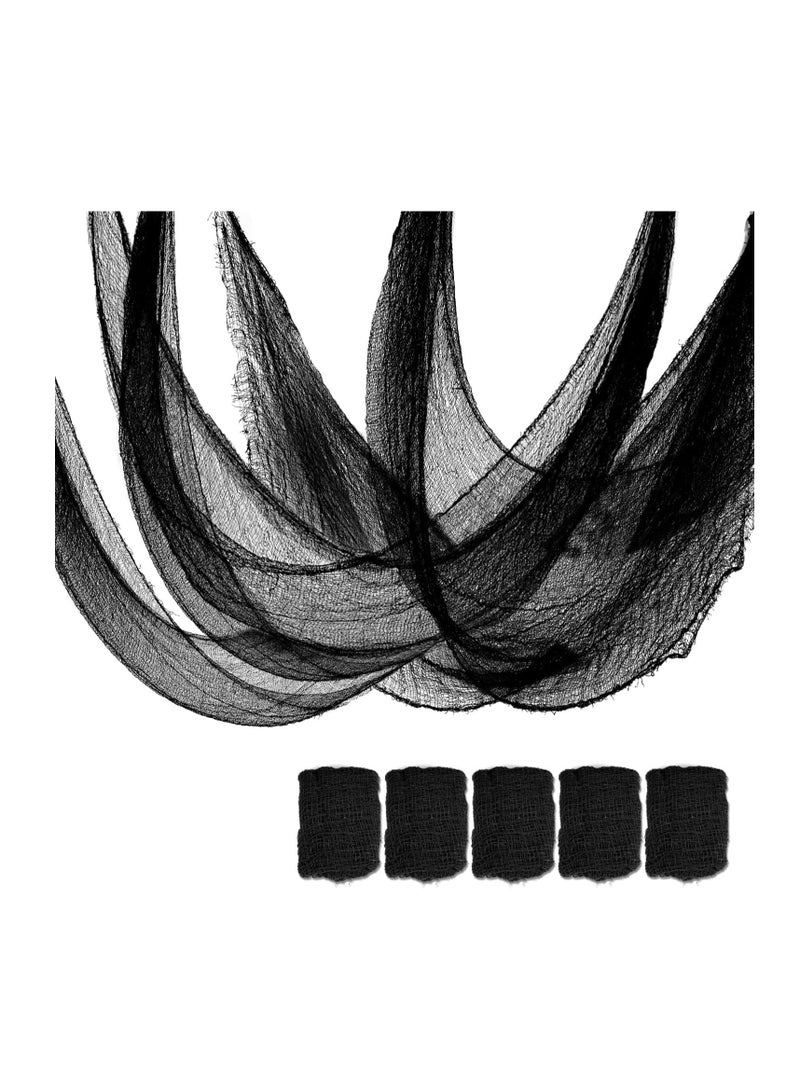 5 حزمة ديكور القماش المخيف الهالوين ، 2.15 * 5 متر أسود مخيف الجبن ، داخلي في الهواء الطلق مخيف ديكور الهالوين للمنزل الحائط ساحة مخيطة لوازم الحزب المنزل - Image 1