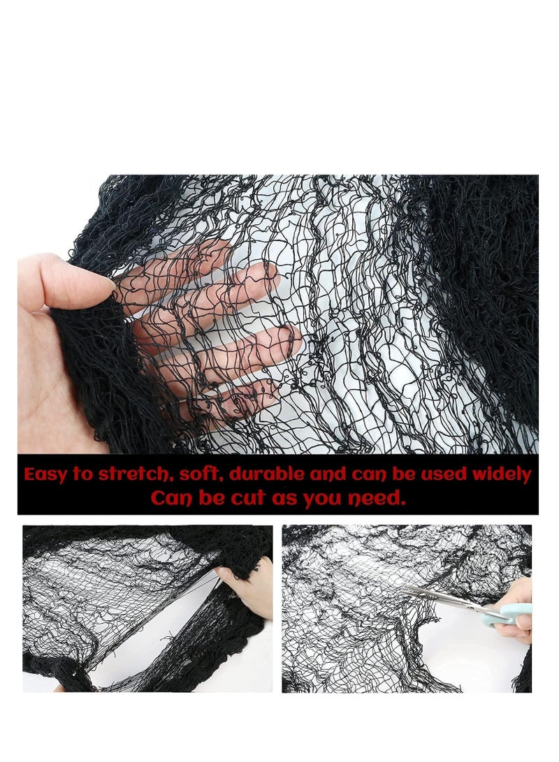 5 حزمة ديكور القماش المخيف الهالوين ، 2.15 * 5 متر أسود مخيف الجبن ، داخلي في الهواء الطلق مخيف ديكور الهالوين للمنزل الحائط ساحة مخيطة لوازم الحزب المنزل - Image 2