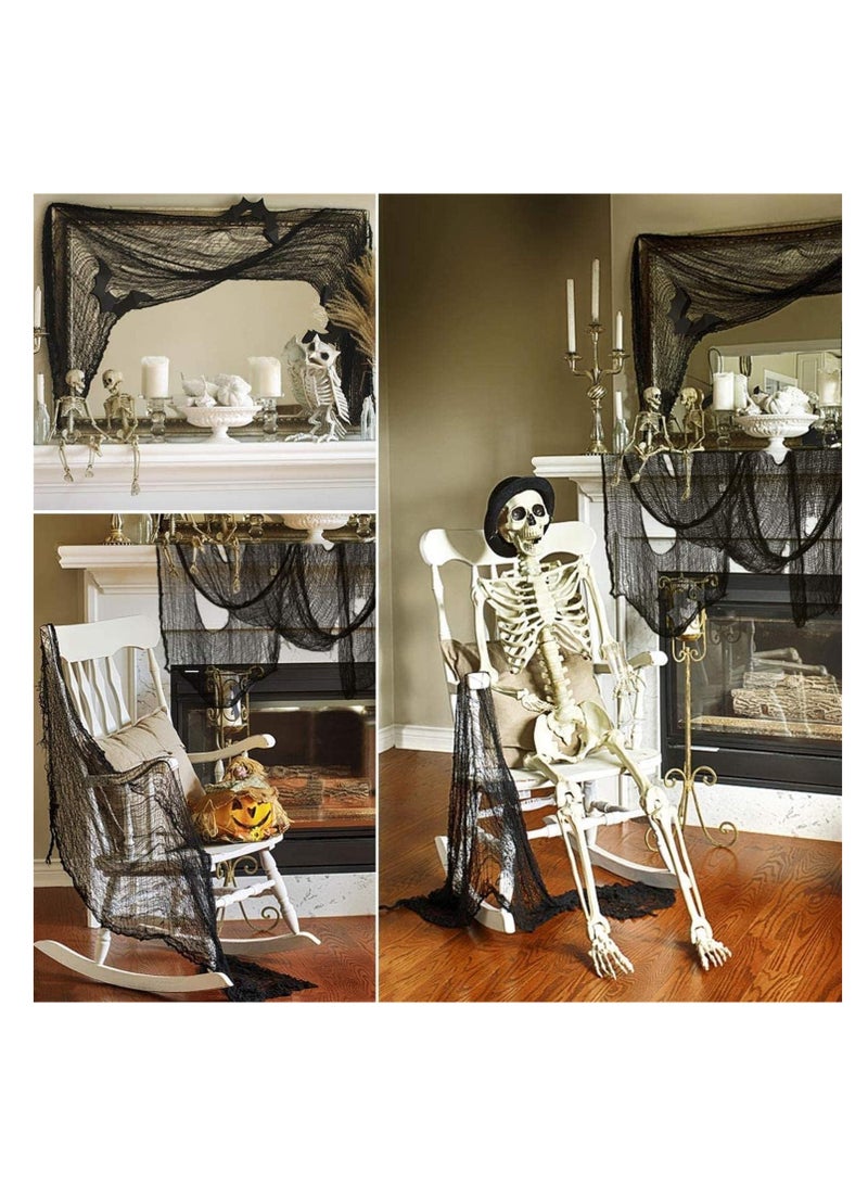 5 حزمة ديكور القماش المخيف الهالوين ، 2.15 * 5 متر أسود مخيف الجبن ، داخلي في الهواء الطلق مخيف ديكور الهالوين للمنزل الحائط ساحة مخيطة لوازم الحزب المنزل - Image 3