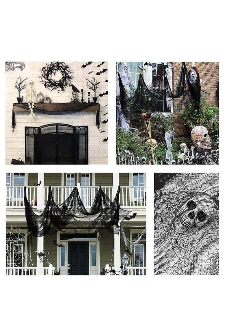 5 حزمة ديكور القماش المخيف الهالوين ، 2.15 * 5 متر أسود مخيف الجبن ، داخلي في الهواء الطلق مخيف ديكور الهالوين للمنزل الحائط ساحة مخيطة لوازم الحزب المنزل - Image 4