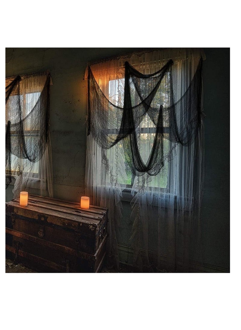 5 حزمة ديكور القماش المخيف الهالوين ، 2.15 * 5 متر أسود مخيف الجبن ، داخلي في الهواء الطلق مخيف ديكور الهالوين للمنزل الحائط ساحة مخيطة لوازم الحزب المنزل - Image 5