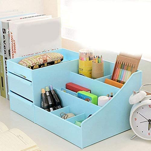 Dhavl Jewelley Organizer Desktop Cosmetic Storage Box Jewellery Case Makeup Organizer Cosmetic Box with 2 Drawer and 7 Compartment for Girls Bathroom Vanity and Dressing Room (Multi Color) - Image 4