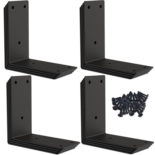 Aufuga L Bracket,Raised Garden Bed Corner Brackets,Heavy Duty Corner Brace,Stainless Steel Shelf Bracket,Black Large Angle Brackets, Metal Iron Bracket for Wood Aufuga (Black_4x4x2inch, 20pcs) - Image 1