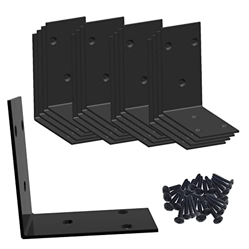 Aufuga L Bracket,Raised Garden Bed Corner Brackets,Heavy Duty Corner Brace,Stainless Steel Shelf Bracket,Black Large Angle Brackets, Metal Iron Bracket for Wood Aufuga (Black_4x4x2inch, 20pcs) - Image 5