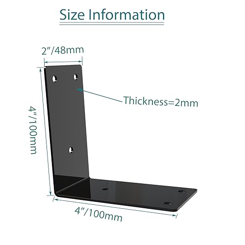 Aufuga L Bracket,Raised Garden Bed Corner Brackets,Heavy Duty Corner Brace,Stainless Steel Shelf Bracket,Black Large Angle Brackets, Metal Iron Bracket for Wood Aufuga (Black_4x4x2inch, 20pcs) - Image 4