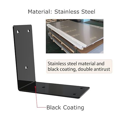 Aufuga L Bracket,Raised Garden Bed Corner Brackets,Heavy Duty Corner Brace,Stainless Steel Shelf Bracket,Black Large Angle Brackets, Metal Iron Bracket for Wood Aufuga (Black_4x4x2inch, 20pcs) - Image 2