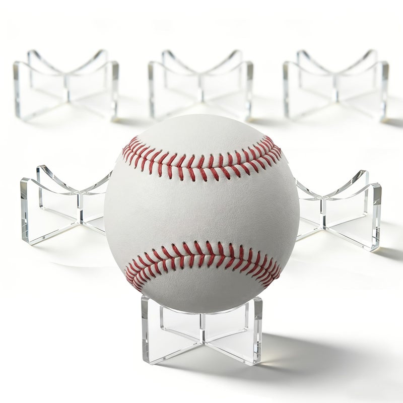 6 Pack Acrylic Ball Display Rack Set Transparent Thickened Souvenir Base For Basketball American Football Soccer And Baseball Trophy Stand - Image 1