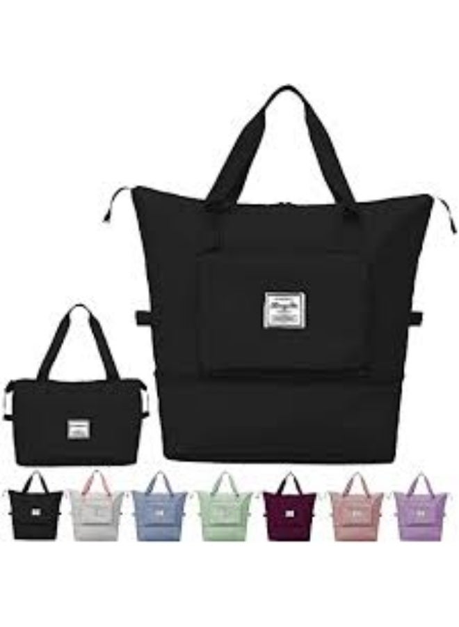 حقيبة سفر قابله للطى بسعه كبيره قابله للتوسيع لون اسود