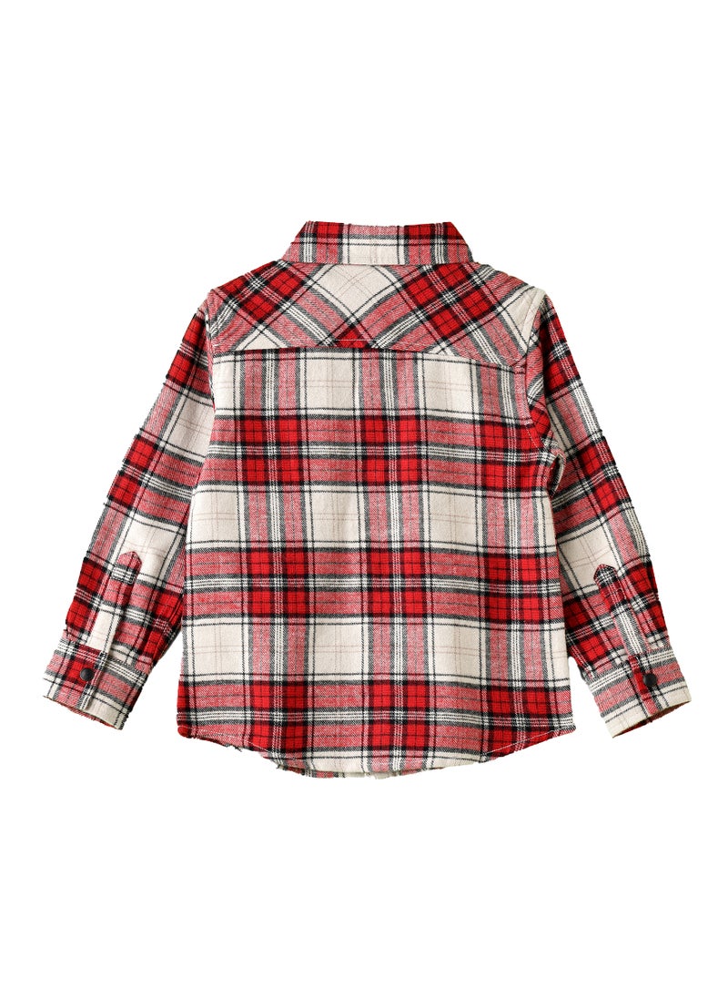 JAM Boys Red and White Plaid Flannel Shirt  - Image 2