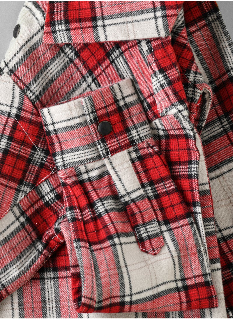 JAM Boys Red and White Plaid Flannel Shirt  - Image 3