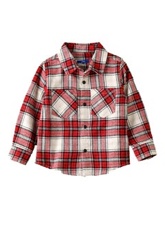 JAM Boys Red and White Plaid Flannel Shirt  - Image 1