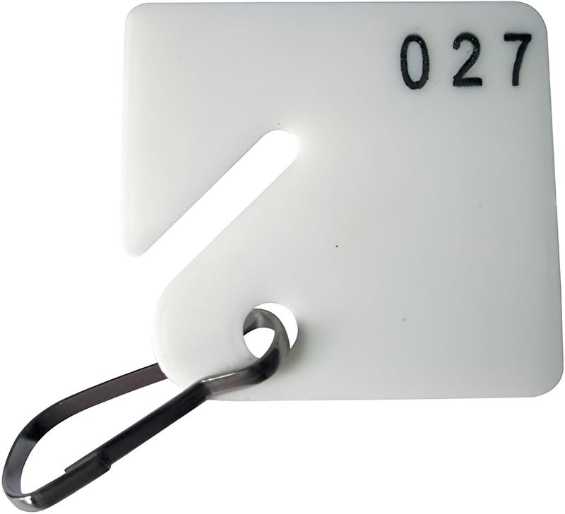 GRAINGER APPROVED 2 Pack of 100 112x158 SquareSlotted Key Tag Numbered 1 to 100 White
