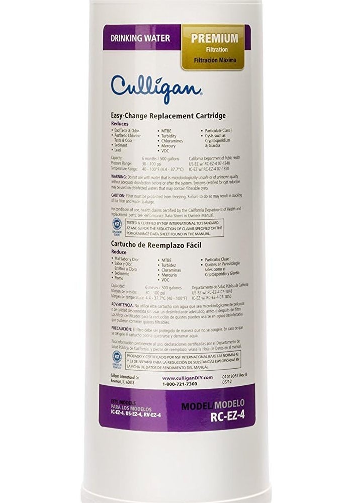 Culligan RC-EZ-4 EZ-Change Premium Water Filtration Replacement Cartridge - 500 Gallons - Image 1