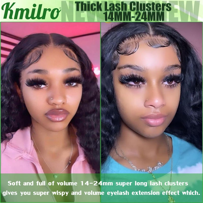 Kmilro Lash Clusters 14-24mm Thick Long Cluster Eyelash Extensions 180D D C Volume Eyelash Clusters 240pcs Individual Lashes Soft Wispy False Eyelashes DIY Lash Extension for Beginners - Image 5