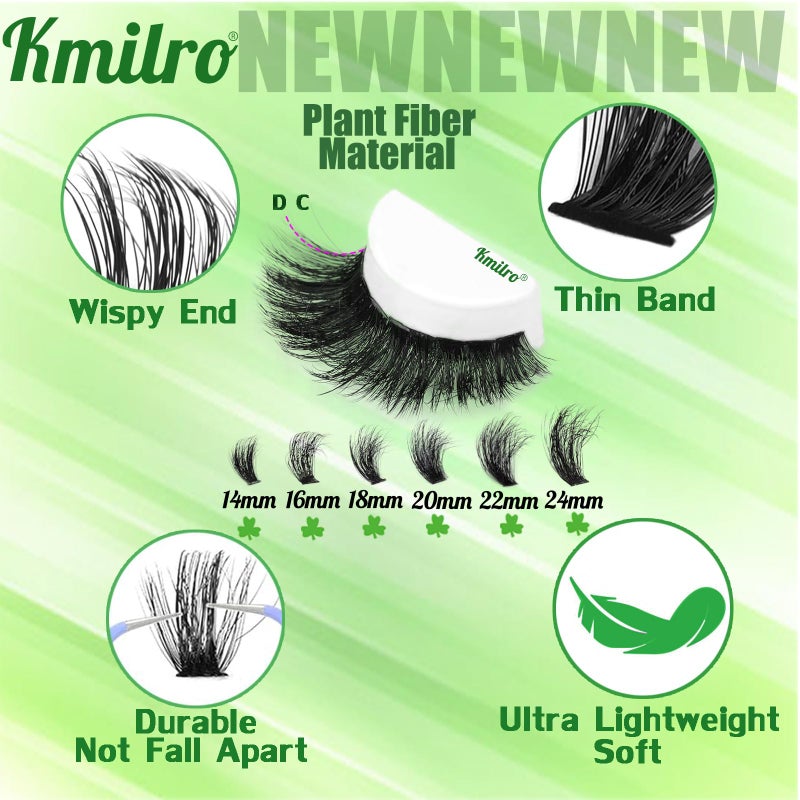 Kmilro Lash Clusters 14-24mm Thick Long Cluster Eyelash Extensions 180D D C Volume Eyelash Clusters 240pcs Individual Lashes Soft Wispy False Eyelashes DIY Lash Extension for Beginners - Image 4
