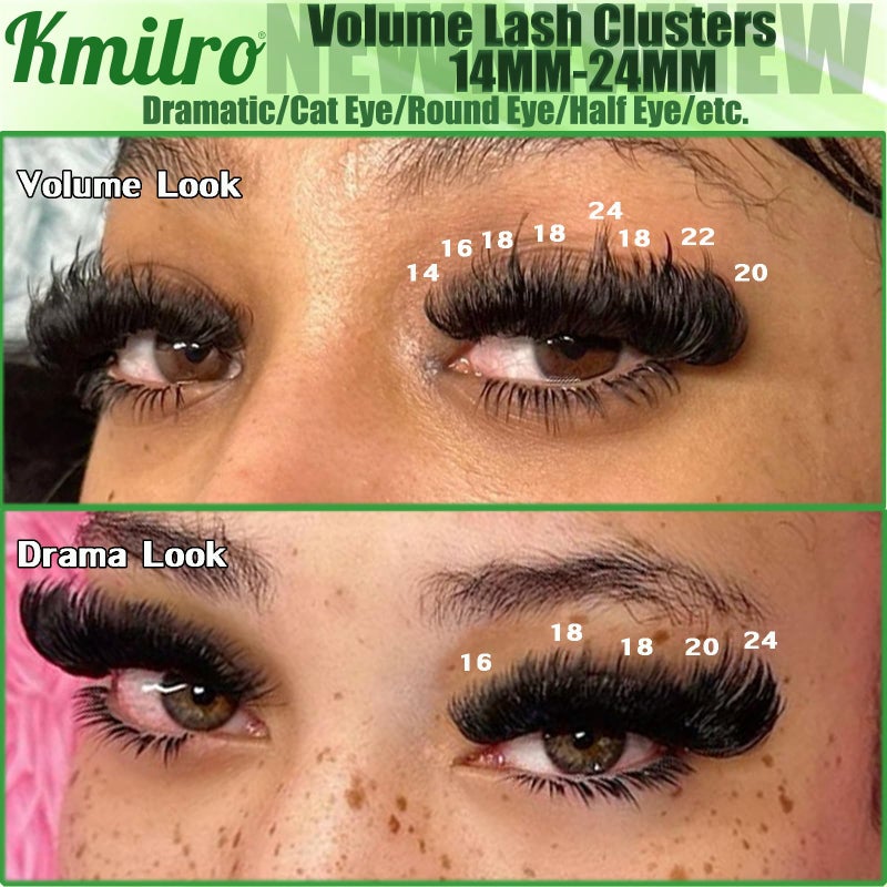 Kmilro Lash Clusters 14-24mm Thick Long Cluster Eyelash Extensions 180D D C Volume Eyelash Clusters 240pcs Individual Lashes Soft Wispy False Eyelashes DIY Lash Extension for Beginners - Image 2