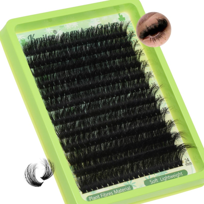 Kmilro Lash Clusters 14-24mm Thick Long Cluster Eyelash Extensions 180D D C Volume Eyelash Clusters 240pcs Individual Lashes Soft Wispy False Eyelashes DIY Lash Extension for Beginners - Image 1