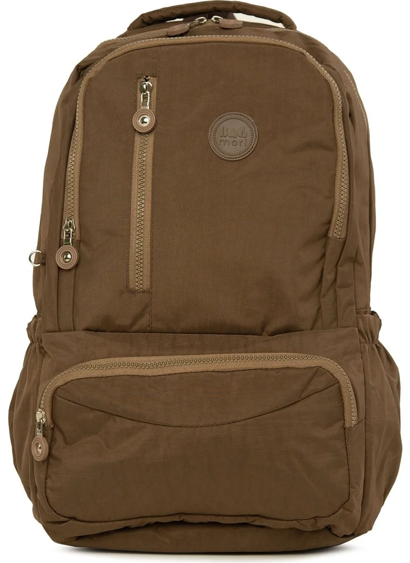 باجموري Mink Large Parachute Backpack with Oval Pockets and Vertical Zipper