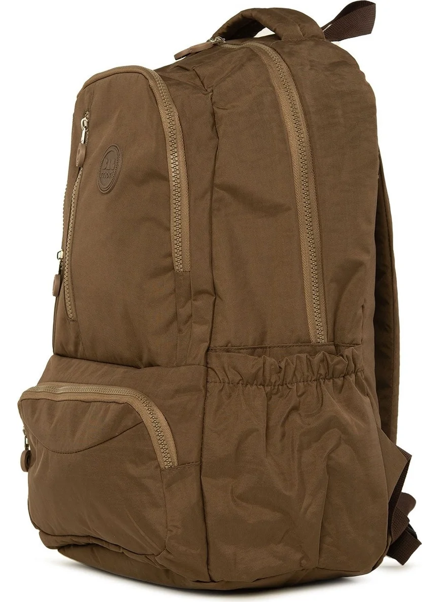 باجموري Mink Large Parachute Backpack with Oval Pockets and Vertical Zipper