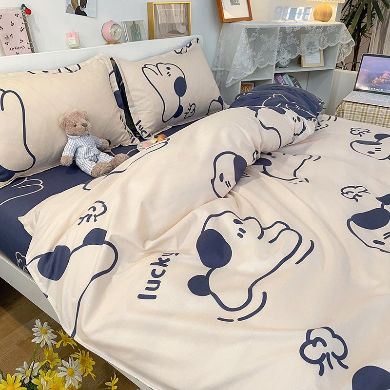Factory Four-Piece Cartoon One-Piece Bedding Dormitory Sheets Quilt Cover Ins Quilt Cover Three-Piece Spring - Image 2