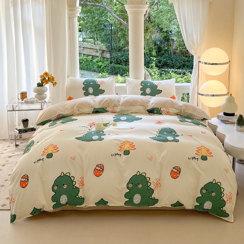 Factory Four-Piece Cartoon One-Piece Bedding Dormitory Sheets Quilt Cover Ins Quilt Cover Three-Piece Spring - Image 1
