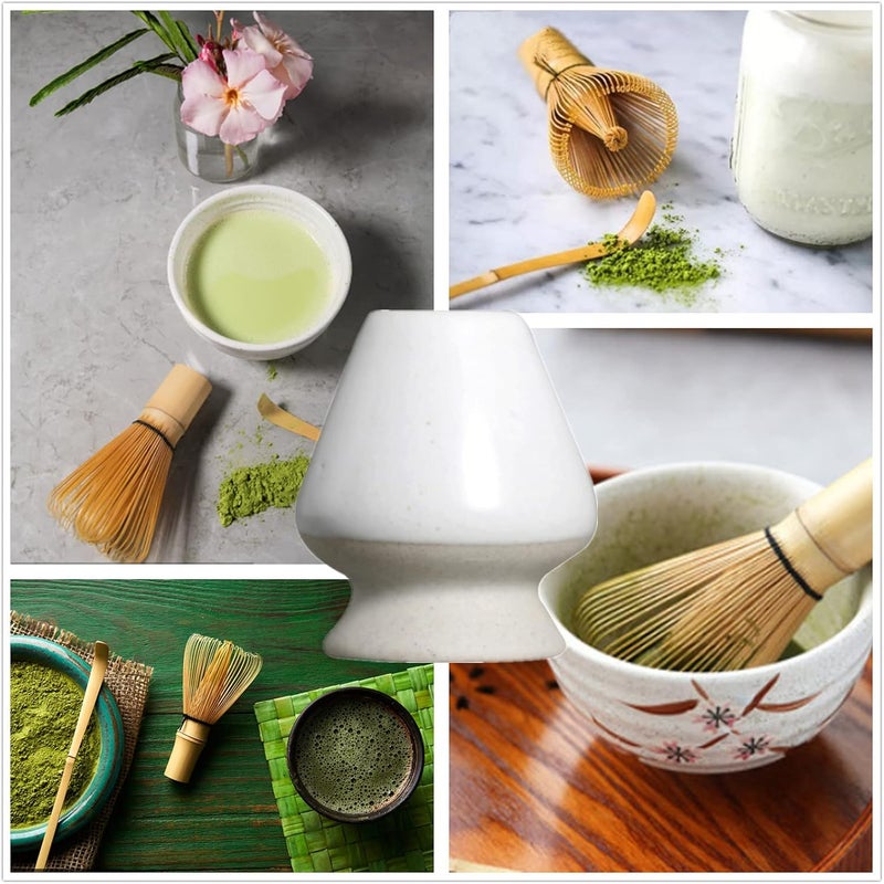 ZUHSA Matcha Tea Whisk Holder Ceramic Holder for Bamboo Matcha Chasen fit for Matcha Chasen Tea Set Accessories (White 2) - Image 3