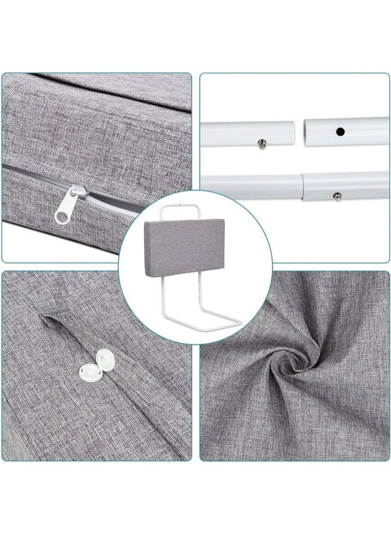 سلامة سرير الطفل السكك الحديدية ، 2pcs ناعمة ملفوفة وسادة الحارس السكك الحديدية للمسرد ، ترقية حارس السرير المعزز حامي السكك الحديدية ، مزيج مجاني وارتفاع قابل للتعديل (رمادي ، 2pcs) - Image 5