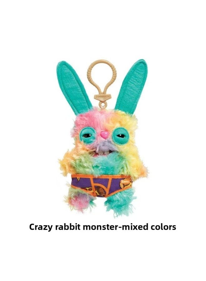 Key Pendant Genuine Big Teeth Teeth Monster Doll Teeth Treasure Ugly Adorable Monster Funny Plush Support One Generation-Color:Keychain-panties-wide-eyed Monster (black)-Height:About 12cm - Image 4