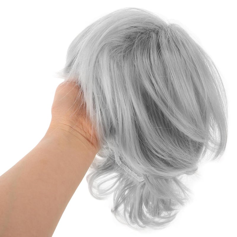 White Short Curly Wig for Elderly Women Realistic Synthetic Gray and White Wigs for Halloween Party and Cosplay - Image 3