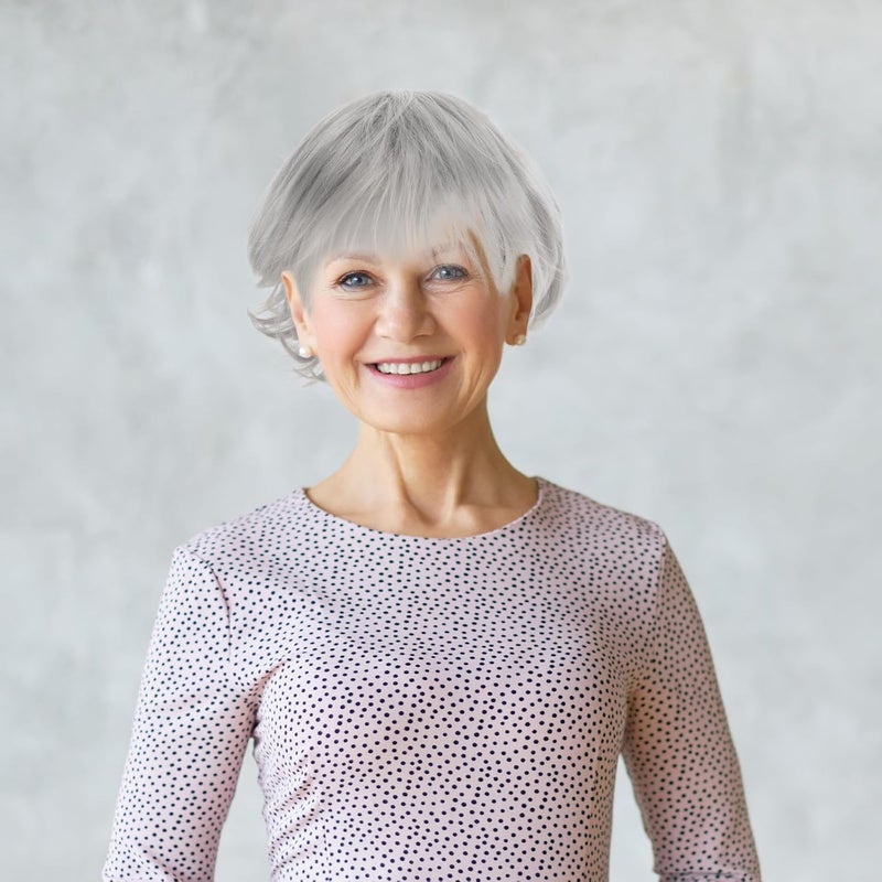 White Short Curly Wig for Elderly Women Realistic Synthetic Gray and White Wigs for Halloween Party and Cosplay - Image 5