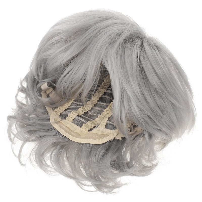 White Short Curly Wig for Elderly Women Realistic Synthetic Gray and White Wigs for Halloween Party and Cosplay - Image 1