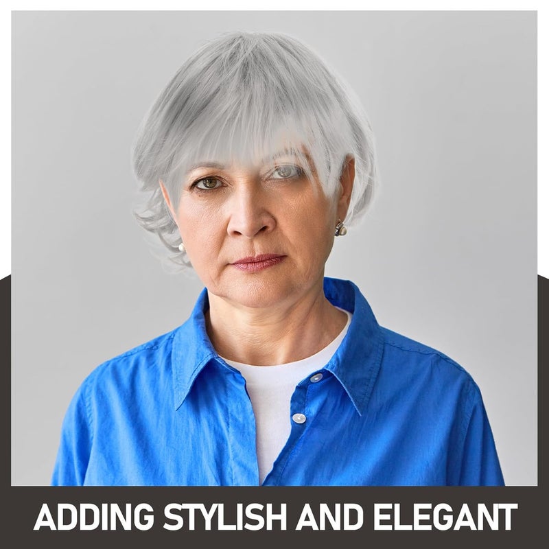 White Short Curly Wig for Elderly Women Realistic Synthetic Gray and White Wigs for Halloween Party and Cosplay - Image 4