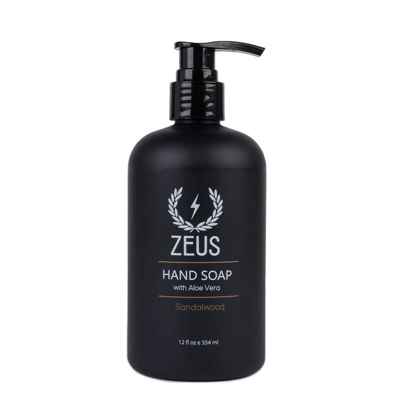 ZEUS Liquid Hand Soap with Aloe Vera Natural Moisturizing Hand Wash Prevents Dry Skin  MADE IN USA Sandalwood 12 oz
