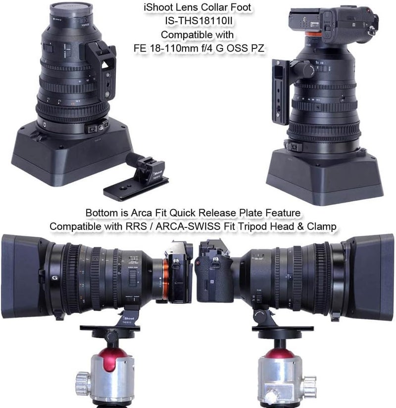 iShoot Lens Collar Foot Tripod Mount Ring Base Compatible with Sony FE 100-400mm f/4.5-5.6 GM OSS, 70-200mm f/2.8 GM OSS & II, E 18-110mm f/4 G OSS PZ, with Arca-Swiss Fit Quick Release Plate Dovetail - Image 4