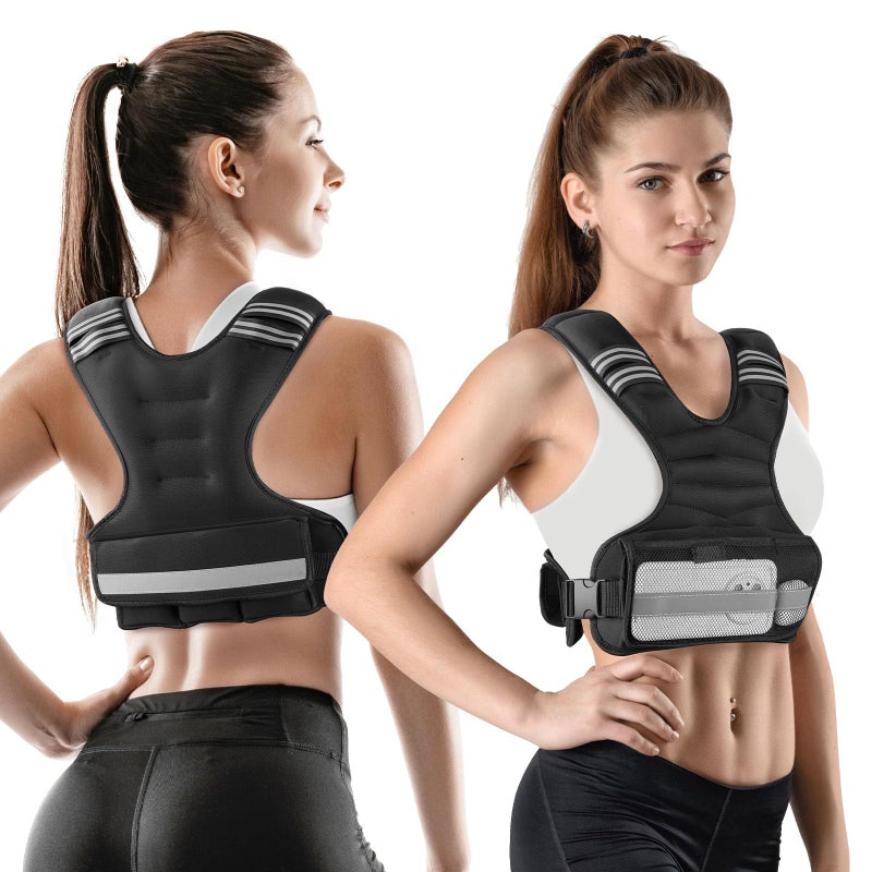 WIN4ALL Weighted Vest Woman Adjustable Weights For Walking, 6-12lb, Weighted Vest Woman with 6 Ironsand Weights, Weight Vest For Women/Men, Weight Vest For Walking, Strength Training, Running, Black - Image 1