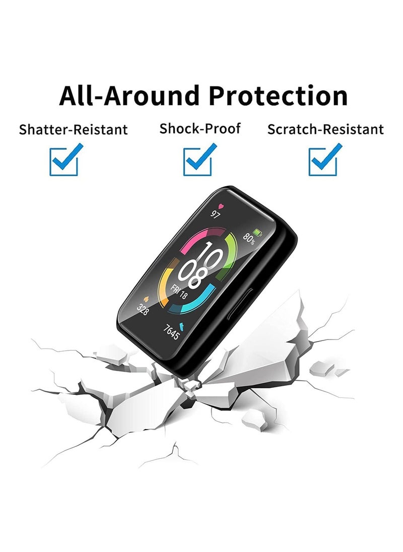 [2 Pack] Protective Cover compatible with HUAWEI Band 6/HUAWEI Band 7 Case TPU Case with Screen Protector [AntiScratch] DropProof Waterproof Silicone TPU Cover  Black  Transparent - Image 2